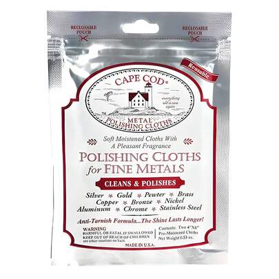 Cape Cod Metal Polishing Cloths – Reusable Anti-Tarnish Cleaning Wipes For Fine Metals, Watches & Jewellery – Restores Shine On Silver, Gold, Brass, Copper & Stainless Steel – Vanilla Scent