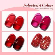 Jelly Red Burgund Ruby Regalia Milky Jelly Series Nail Art Varnish Gift Set, 7ml 4pcs Gel Nail Polish{Inchcolor_nameinch:InchRubyRegaliainch} - RubyRegalia - 查看 3