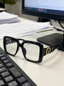 1pc Solid Color Casual PC (Polycarbonate) Women Flat Lens Glasses, All Season