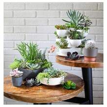 The HC Companies 6 Inch Round Plastic Succulent Capri Bowl 6"X6"X2.25" In Artisan Taupe With Copper Bottom Color - 多色130 - 查看 2