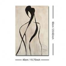 1/2幅无框抽象线条人物复古墙面艺术帆布海报印刷品，简约中世纪抽象人物复古画，适用于宿舍、公寓、卧室、客厅、现代家居装饰 - 彩色 - 查看 13