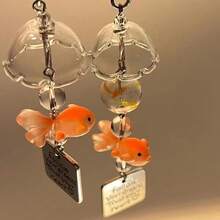 Fresh Goldfish Dream Handmade Beaded Pendant Ins Style Small Fish Wind Chime Phone Chain CCD Bag Colorful Bead Ornament - GJ-026-1 Colored Bead Goldfish Pendant - View 2
