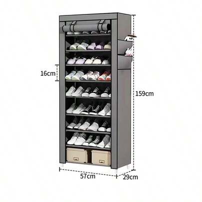 Estantes de zapatos de 9 pisos, estantes de zapatos de varios pisos, armarios de zapatos de montaje doméstico simples y modernos, estantes a prueba de polvo en dormitorios de armarios de vestíbulo