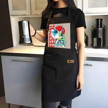 1 Piece Breathable Chef Apron - Lightweight Holiday Music Design Apron, Beige Background - Polyester Fiber Cooking Apron, Suitable Home, Restaurant, Bakery, Event Occasions - Choice Chefs And Home Cooks, Exclusive Catering Staff, Bright Print, Comfortable Fit - AZX0001 - 查看 8