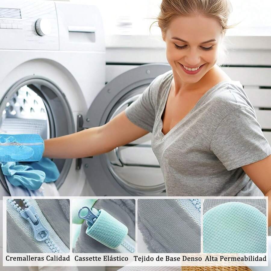 UEBSDVA 2 Bolsas Funda para Lavar tenis en Lavadora, Limpiador de Zapatos para Lavadora para Lavadora y Secadora, Bolsa Lavado Zapatos que Mantiene una Limpieza 360 ° Para Zapatillas de Deporte(Azul) - azul - Ver 1