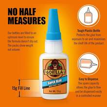 Gorilla Super Glue, 15g – All Purpose, Impact Tough & Fast Setting With Anti-Clog Cap Ideal For Metal, Ceramics, Leather & More - Keo dán siêu dính 15g - Xem 3