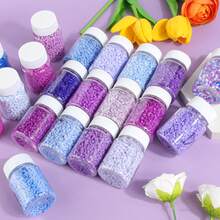 1000 piezas de cuentas Perler de 2.6mm de color púrpura en un frasco recargable pequeño, ligero y portátil, adecuado para accesorios DIY y decoración de manualidades