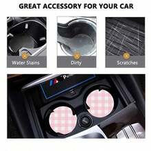2pcs Car Cup Coaster Stylish & Durable Fast-Drying Non-Slip Car Cup Mat - 粉紅色網格 - 查看 9