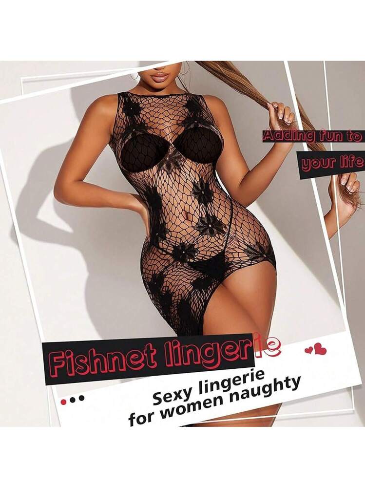 Lingerie Women Naughty Fishnet Lingerie Set Teddy Erotic Mesh Rave Outfit