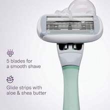 Flamingo Shaving Razor Set For Women - Original Razor Handle, 4 Blade Refills, And Shower Holder - Lilac - Sage - 查看 5