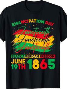 Juneteenth Black American Feedom 1865 Juneteenth Men Women T-Shirt,Slogan Print Round Short Sleeve Tee For Women,Unisex Cotton Casual T Shirt - màu đen - Xem 1