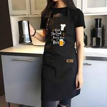 1pc Funny "Kiss The Cook" Polyester Apron - Breathable Waist Apron With Chef Hat & Utensils Design, Lightweight Durable Kitchen Apron For Home Cooking, Restaurants, Food Trucks - Black With White Text, Culinary Attire, Playful Kitchenwear, Practical Pockets, Cooking Attire, Humorous Design, Highquality Material, Restaurant Staff - AZX0001 - View 8