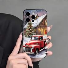 Nueva Funda de Teléfono Creativa de Camión Rojo de Navidad Divertida - Adecuada para iPhone 16e/7/8/XR/X/Xs/11/12/13/14/16 Pro Max/Plus, Protección Completa a Prueba de Golpes, Regalo para Familia y Amigos - Mezcla de colores - Ver 2