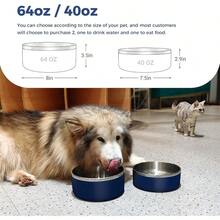 Dog Bowl, Stainless Steel Dog Food And Water Bowl With Non Slip Quiet Bottom, Easy To Clean, Dishwasher , 40oz, Blue - 藍色 - 查看 3