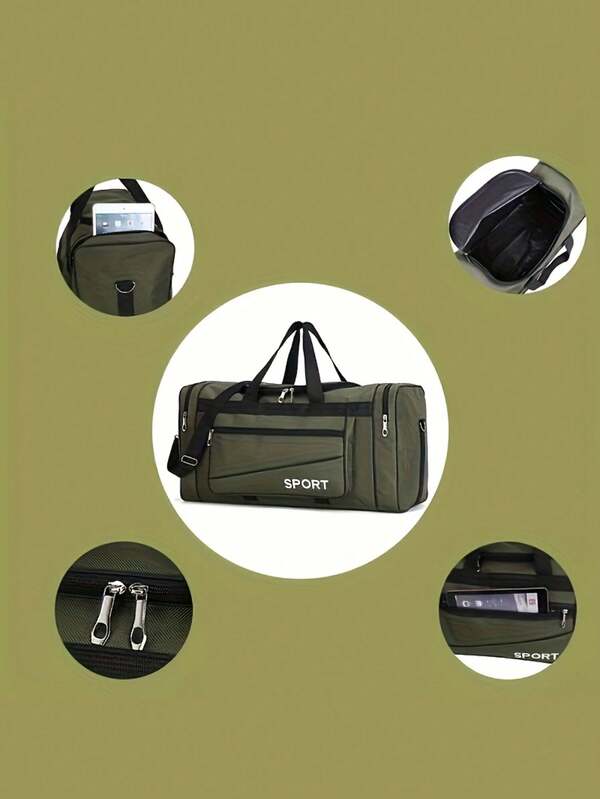 Large Capacity Outdoor Travel Duffel Bag With Multiple Compartments, Zipper Closure And Net Pocket Design, Suitable For Gym, Moving Or Weekend Short Trips - Detachable Shoulder Strap, Comfortable And Convenient, Suitable For Daily Use, Office And Travel