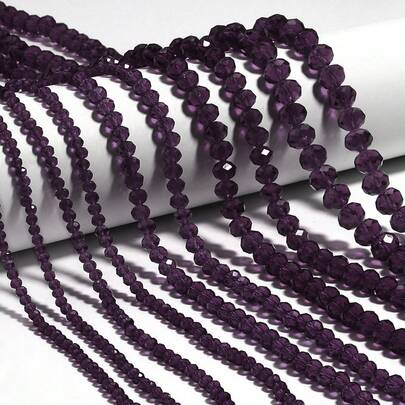 قطعة واحدة من الخرز الزجاجي البنفسجي العميق المشذب بأحجام 3/4/6/8/10 مم، خرز فضي لامع، خرز أزياء متعدد الاستخدامات على الطراز النمساوي، صنع يدوي DIY للأقراط والأساور والكاحل والقلائد والمجوهرات وديكور عيد الميلاد والعطلات والزفاف والنوافذ والحقائب والملابس