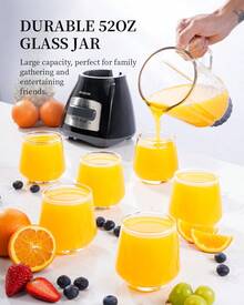SHARDOR Blenders For Smoothies, Max 700W, 52 Oz Glass Jar Smoothie Blender, Countertop Blender & Grinder Combo, 9 Functions With 5 Speeds For Shakes, Puree, Crush Ice, And Chop. - 查看 5