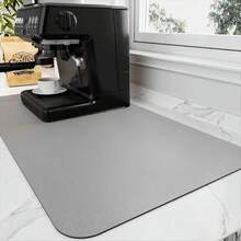 Estera de secado de platos con respaldo de goma para mancha, alfombrillas para encimera de cocina, accesorios para encimeras, apto para cafetera, máquina de café expreso - Gris - Ver 8