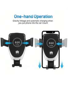 15W Gravity Sensor Wireless Car Charger, Qi-Compatible With Apple, Android Phones, Wireless Charger Compatible With IPhone 8/X/11/12/13/14/15/16 Series