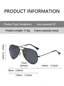 1 Pair Men's Fashionable Aviator Sunglasses, Suitable For Daily Wear
