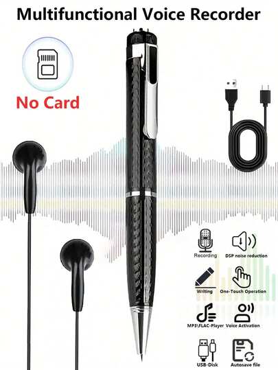 Professional Noise-Cancelling Digital Voice Recorder, One-Touch Recording, Built-In Voice Control, Portable Design, Long Battery Life, Large Recording Capacity, Suitable For Students, Teachers, Journalists And Podcasters, Supports USB-C/Lightning Interface (Storage Card Not Included)