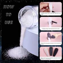 10克 0.2毫米 白色美甲闪粉，全息超细0.2毫米糖霜美甲闪粉，糖霜粉，PET薄片，仙女闪耀美甲装饰，法式美甲糖霜闪粉美甲 - 白色 - 查看 5