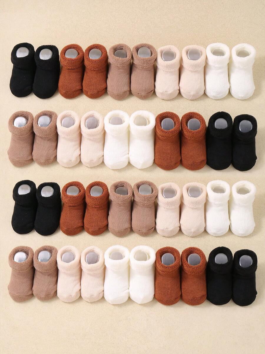 帶有防滑貼紋的襪底,嬰兒/幼兒/兒童通用暖厚冬季踝襪0-6t 6-12t 5對 - 彩色 - 查看 1