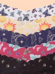 10pcs/Pack - Women's Seamless Panties With Exquisite Starry & Butterfly Print, Wavy Hem, Soft & Skin-Friendly Fabric - Multicolor - View 4