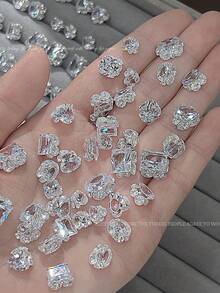 5pcs Zirconia Rhinestone Nail Art Decorations, Handmade Sparkling Zirconia Rhinestone Balls, Transparent Asymmetrical Zirconia Rhinestones, Flashy Full Rhinestone Large Right Angle, Ice Sugar Rhinestone Nail Decor Nails Nail Supplies - Multicolor - View 1