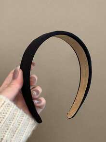 1pc Vintage Soft Sponge Headband, Solid White And Brown Color, Elegant High-End Fashion Hair Accessories, Suitable For Daily Wear, Washing Face, Showering, Matching Outfits, For Women, Hair Band, Hair Hoop, Autumn  Plain    Casual    Polyester    None - 白色 - 查看 4
