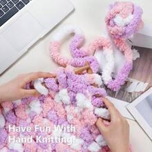 Chunky Yarn Hand Knitting - #10 Chunky Chenille Blanket Yarn, Jumbo Big Thick Chunky Yarns Crocheting, Tie Dye Bulky Knit Yarns, 8 Skein 25 Yds 8 Oz Each Skein SageKhaki - 8個裝+紫色&粉紅色&白色 - 查看 5