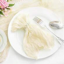 12pcs Cheese Cloth Napkins, 20 X 20 Inches Beige Country Style Dinner Table Napkins Decor, Suitable For Wedding Party Table Decoration, Bridal Shower - متعدد الألوان - مشاهدة 5