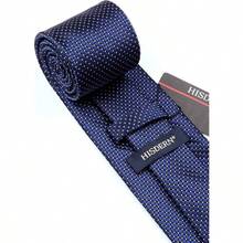 Ties Men Silk Long Tie And Pocket Square Classic Plaid Checkered 63 Inches Men's Neckties Business - X-Lớn + A2-Xanh nước biển 1 - Xem 5