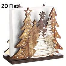 Christmas Wooden Tree Paper Towel Holder - Desktop 3D Tissue Stand, Napkin Base For Holiday Home Decor