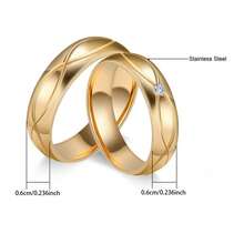 Nhẫn đôi mạ vàng 18K, kiểu dáng tối giản, đính đá Cubic Zirconia hình tròn, chất liệu thép không gỉ, thích hợp làm quà tặng lãng mạn cho đám cưới, lễ đính hôn, ngày Valentine hoặc hẹn hò, dùng để trang trí hàng ngày. - nhẫn đôi - Xem 7