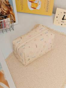 Eine Kosmetiktasche für Frauen mit süßen Cartoon-Mustern, die als Reise-Münzbeutel sowie zur Aufbewahrung von Handy, Medizin, Snacks, Damenbinden, Feuchttüchern und Makeup-Pinseln verwendet werden kann. Das weiche und faltbare Design ist besonders für Frauen und Mädchen geeignet und auch eine ideale Geschenkwahl für Feiertage. - Verschiedenfarbig - Übersicht 3