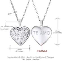 U7 Women Locket Necklace Platinum 14K Gold Photo Lockets That Hold Picture,Chain 20 Inch Person.Alized Gift Custom Love Heart Image Necklaces{Inchcolor_nameinch:Inch04#Stainless(TreeofLife)Inch} - 04#不銹鋼(生命樹) - 查看 6