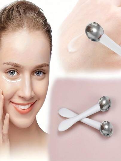 2 Stücke Augen-Creme Massagerolle, doppelseitiger Augenmaske Applikator Löffel