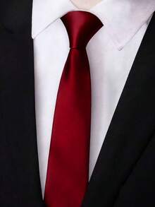 1 pieza Corbata casual de tela de unicolor, adecuada para hombres y mujeres, estudiantes, bodas, padrinos de boda, moda casual y delgada, plateada/negra para vestir para la decoración navideña - Multicolor - Ver 4
