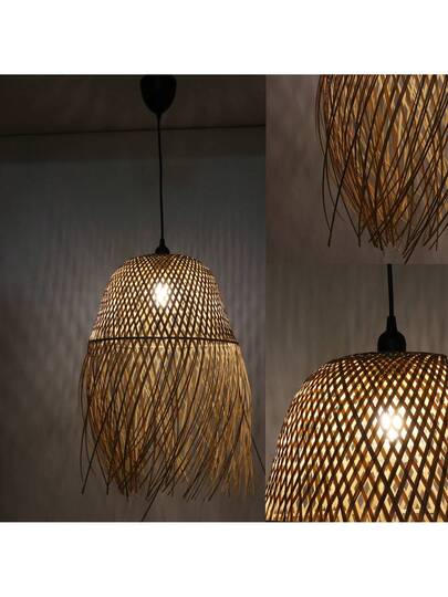 Alpinaluz Natural Wicker Hang Lamp "MIKA" Ø39cm made Fringes, E27 - Afbeelding 7