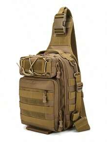 Mochila Pechera Militar Táctica Caqui Liso, Grande Impermeable con Sistema MOLLE.Bandolera Cruzada, Multibolsillos para Organizar.Ideal para Pesca, Senderismo, Camping y Comute Diario - Caqui - Ver 11