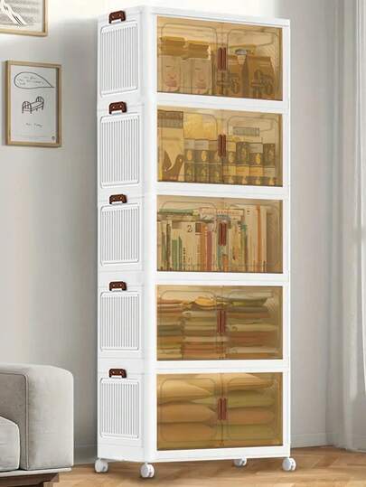 2/3/4/5-Layers   Foldable Storage Box, Large Double Opening Storage Box, Large Storage Box With Lid And Wheels, Can Store Clothes, Snacks, Toys And Books, Home Office Outdoor Foldable Container