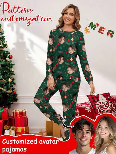 Conjunto de pijama personalizado para mujer, con diseños personalizados de mascotas, personajes o retratos, regalo de Navidad/vacaciones/mejor amiga, invierno