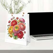 13页（18.2厘米*22.5厘米/7.1英寸*8.8英寸）DIY钻石画2026年日历套装，每月精美花卉图案不对称钻石点画艺术家居装饰礼品，长款桌面日历，独特的DIY手工钻石画，适用于客厅、卧室、办公桌和公共场所，是初学者的完美礼物。 - 彩色 - 查看 2