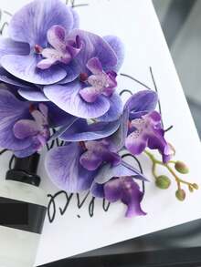 1pc New Butterfly Orchid Artificial Flower With Film Texture, Home Living Room Dining Table Floral Decor, Fake Orchid Flower - Multicolor - View 20