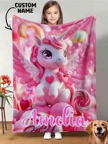 1pc Customized Soft & Cozy Blanket, Suitable For Mother's Day, Birthday - Multicolor - View 2