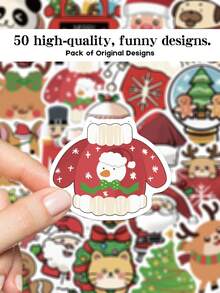 50 Stücke Weihnachts-Aufkleber für Feiertagsdekoration, Scrapbooking, Handyhülle, Notizbuch, Trinkflasche