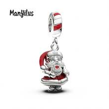 Manyilus Manyilus Original 1 Stück 925 Sterling Silber Weihnachtsmann, Weihnachtsren, Weihnachtsbaum, Weihnachtsmann, Weihnachtshaus, Weihnachtsstrumpf, Weihnachts-Charm-Serie Anhänger. Geeignet für Armbänder & Halsketten, sie sind perfekte Geschenke für Familie und Freunde - ideal als Weihnachtsgeschenke, Geburtstagsgeschenke und Freundschaftstaggeschenke.