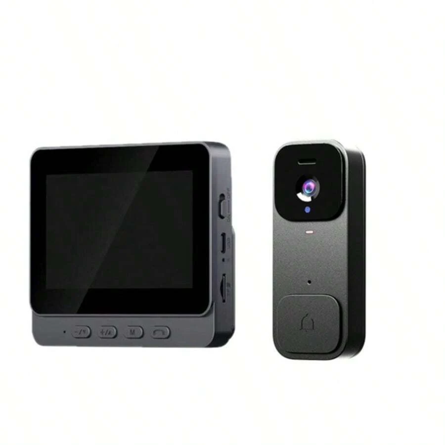 Smart Home Doorbell Camera, Wireless Installation With Real-Time Alarm And Night Vision Monitoring, High-Definition Security Doorbell With Local Storage, Wireless Smart Camera With Wide-Angle View And Voice Conversion. Wireless Video Doorbell With Two-Way Communication, High-Definition Night Vision, And Home Security Application Control - Black - View 1