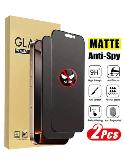 2 Pieces/Set Of Matte Anti-Peeping Screen Protectors, Anti-Peeping, Privacy Protection, Full Coverage, Anti-Fingerprint, Drop-Proof, Scratch-Resistant, Privacy Protection, Delicate Touch, Non-Glass Material, Soft Film, Ceramic Matte Anti-Peeping Suitable For IPhone 17 Pro Max/17 Pro/17 Air/17/16 Pro Max/16 Pro/16 Plus/16/15 Pro Max/14 Pro Max/13 Mini/12/11/XS MAX/XR/8+/7 Plus Series